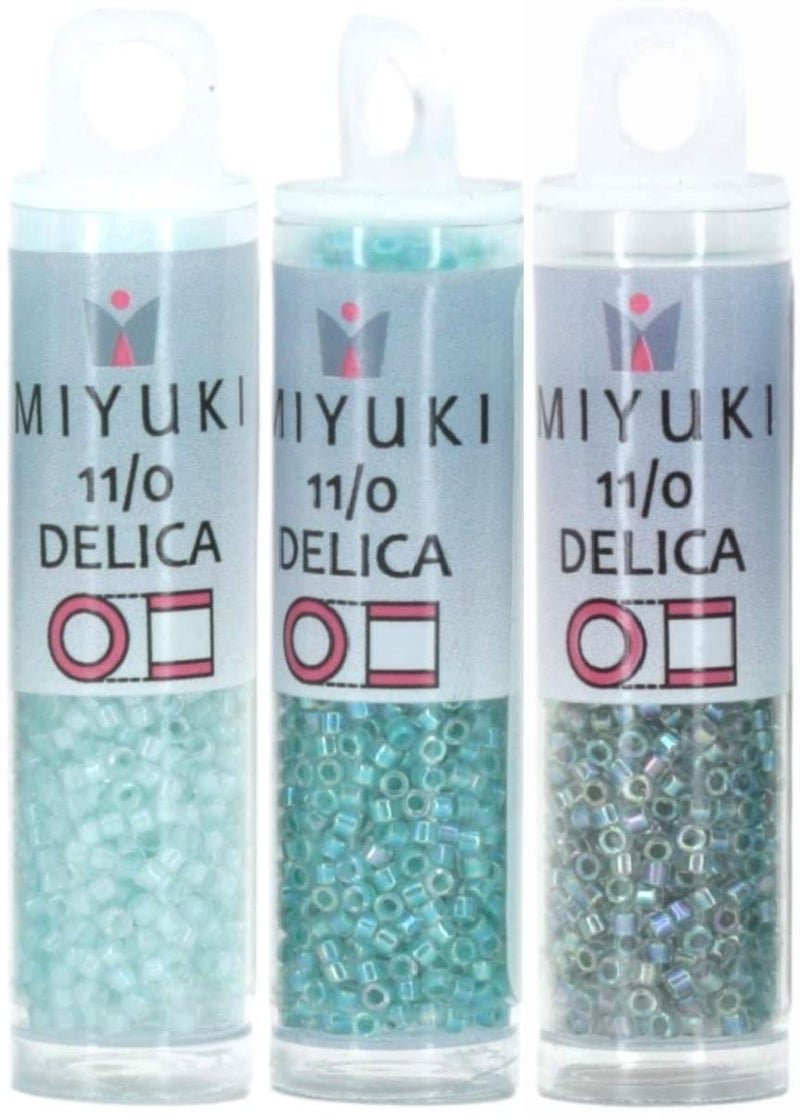 Miyuki Delica Seed Beads Bundle: Size 11/0, Seafoam Mist Collection - DB078, DB079, DB084-3 Tubes of 7.2 Grams ea - Image 3